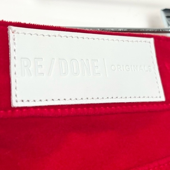 NWT RE/DONE Bella Hadid Red Velvet High Waist Button Fly Ankle Crop Slim Jean 26 - Picture 11 of 15